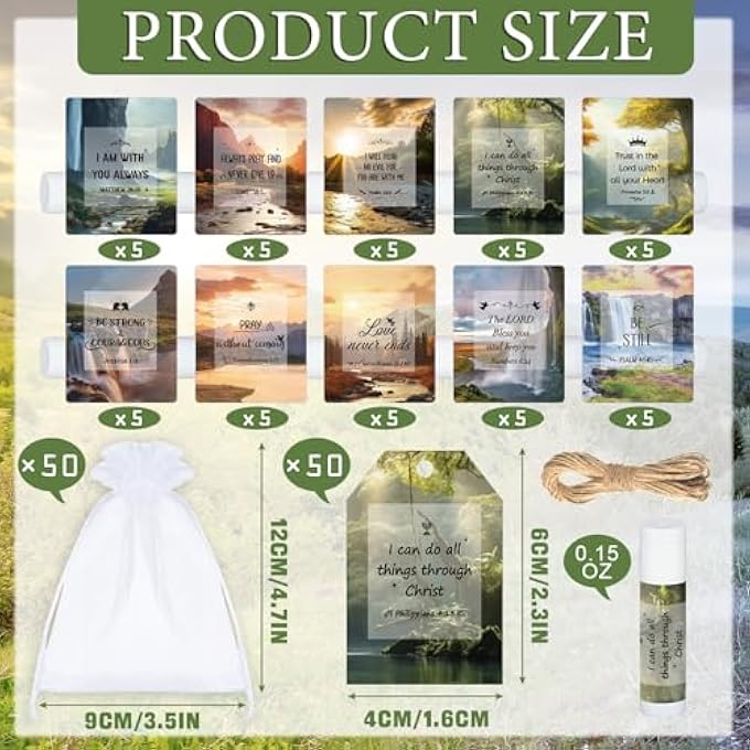 TJMR 50 SETS LIP BALMS CHRISTIAN GIFTS FOR WOMEN RELIGIOUS SCRIPTURE BIBLE VERSE INSPIRATIONAL MOTIVATIONAL SMALL THANK YOU GIFTS FOR CHURCH SUNDAY SCHOOL VANILLA FLAVOR - Image 3